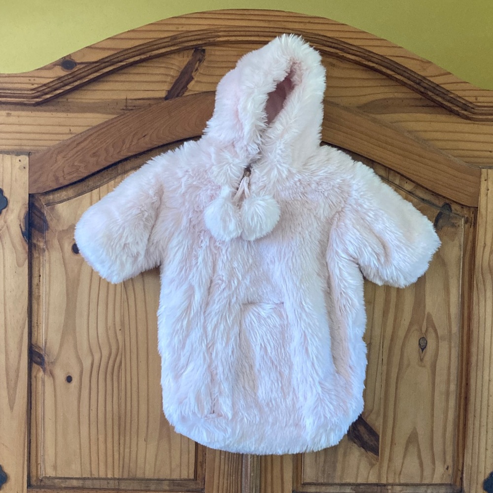 Girls London & Cole pink hooded faux fur bunting snow suit - one size